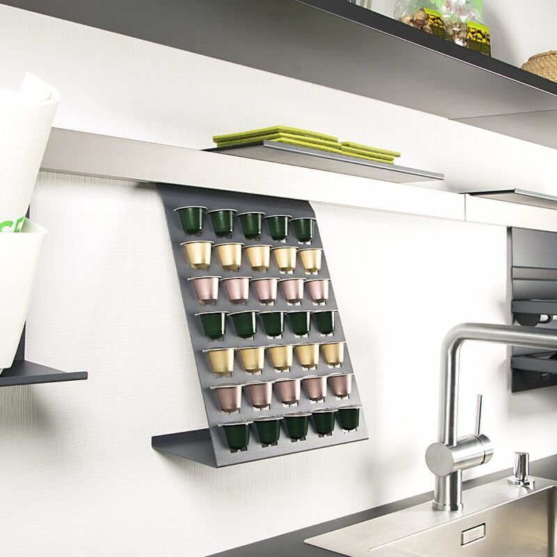 Kesseböhmer Linero MosaiQ graphitschwarz Kapselhalter für 35 Nespresso Kaffee Kapseln von sotech