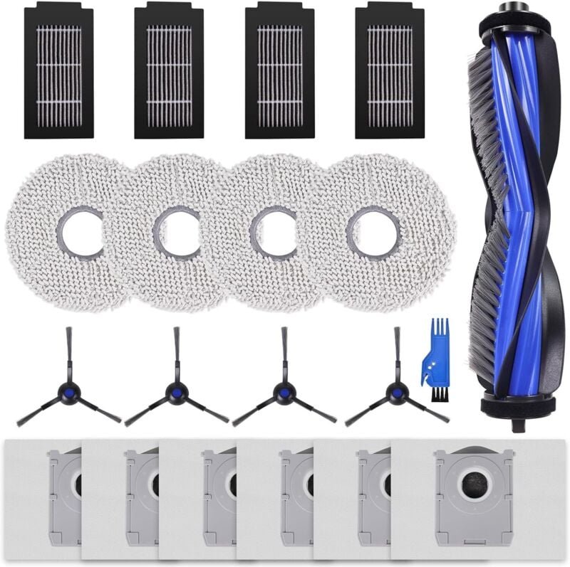 Thumbnail - T50 Zubehör für Ecovacs Deebot T50 Pro Omni/T50 Omni/T50 Staubsauger, 1 Hauptbürste, 4 Wischtücher, 4 Seitenbürsten, 4 H...