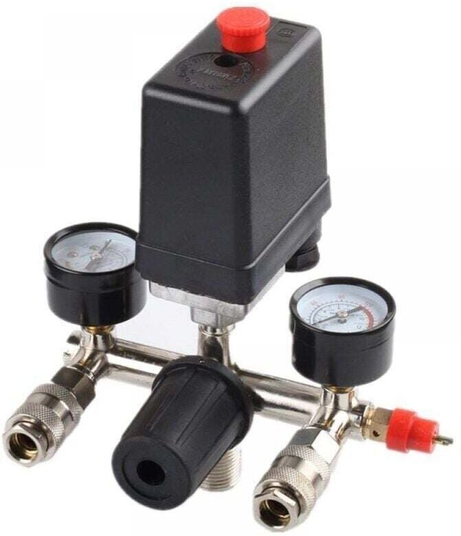 Regolatore di pressione con pressostato per compressore, pressostato, 2 display