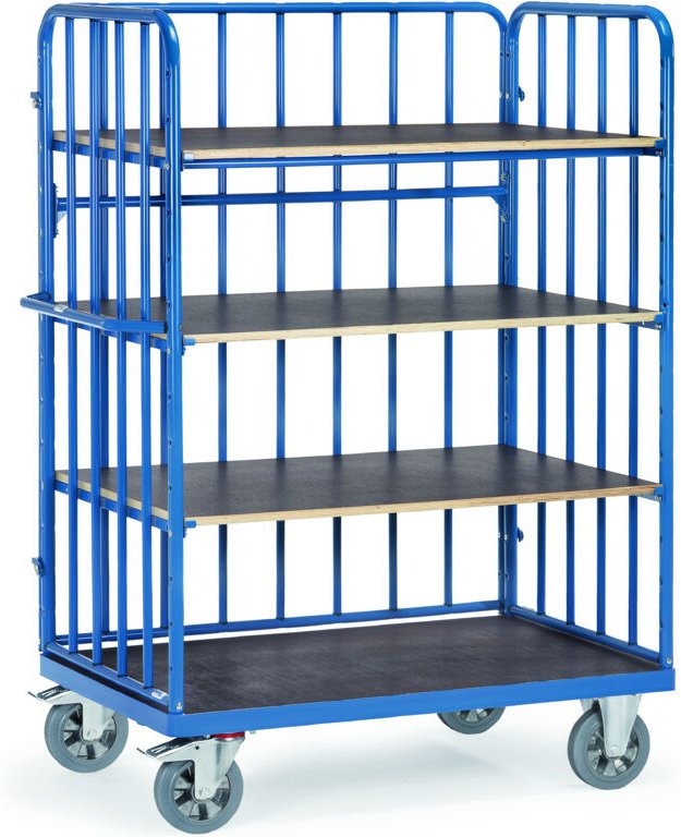 Fetra Super-MultiVario-Transporter Etagenwagen mit 4 Etagen mit Stirnwänden und einer Längswand Höhe 1817mm 1000x700mm