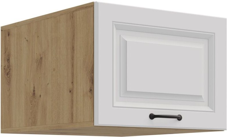 Aufsatzschrank Hochschrank 50 cm STILO Weiss + Eiche Artisan Küchenzeile Küchenblock Küche Landhaus
