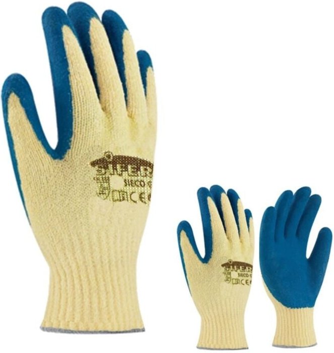 Sifer-Handschuh aus rauem Latex und blauer schnittfester Baumwolle T-9 Sieco/Goliat