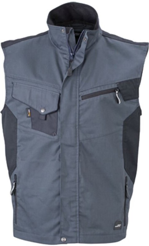 James&nicholson - Workwear Weste JN822 Gr. xl carbon/black