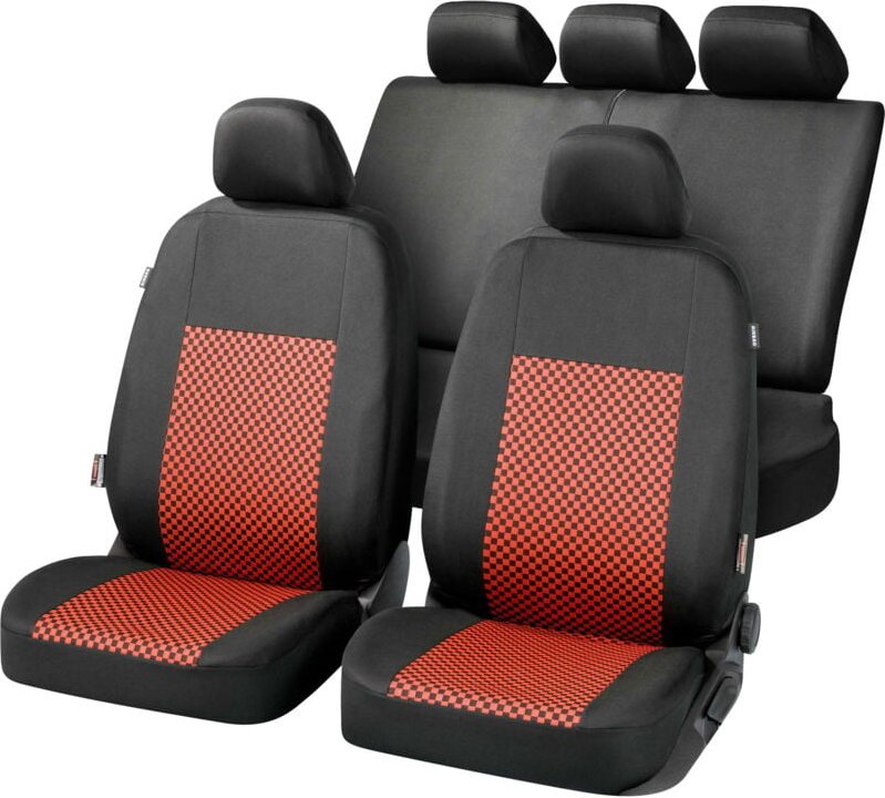 Autositzbezug Arran, PKW-Schonbezüge Komplettset schwarz/rot