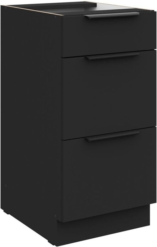 Küchen Unterschrank 40 cm SIENA Schwarz Vollauszug Soft-Close Küche Küchenzeile