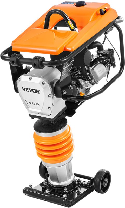 VEVOR 6,5 PS Vibrationsstampfer, kraftstoffbetriebener 196-cc-Motorstampfer, 1632 kg Schlagkraft, 66 cm max. Verdichtung...
