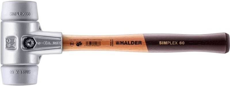 SIMPLEX-Schonhammer, TPE-mid mit Aluminiumgehäuse und hochwertigem Holzstiel D=60 mm 3103.060
