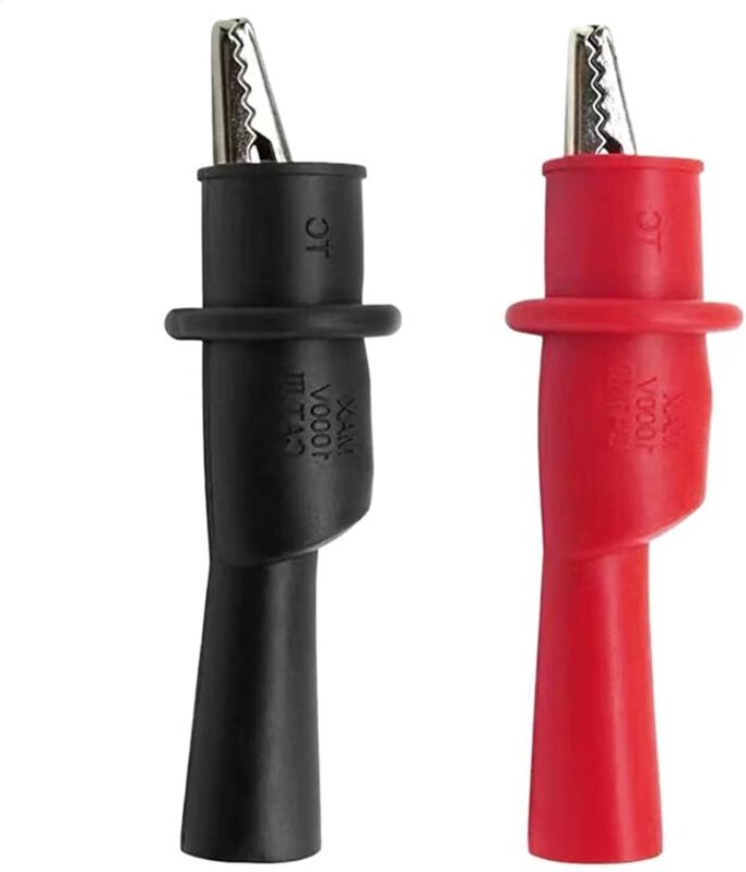 Krokodilklemmen, 2 x Krokodilprüfklemmen, Krokodilklemmen für Prüfspitzenmessgeräte, Sonden-Krokodilklemmen für elektris...