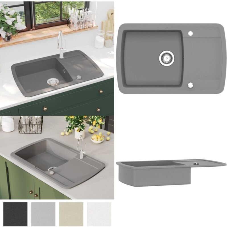 Vidaxl - Granitspüle Einzelbecken Grau - Spülbecken - Küchenspüle - Home & Living - Grau