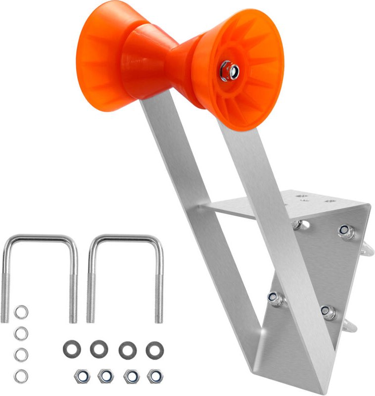 Mophorn Bootsanhänger-Sitz mit Rolle, 50,8–76,2 mm Windenpfosten, Windstand mit orangefarbener TPU-Rolle & U-Bolzen, gee...
