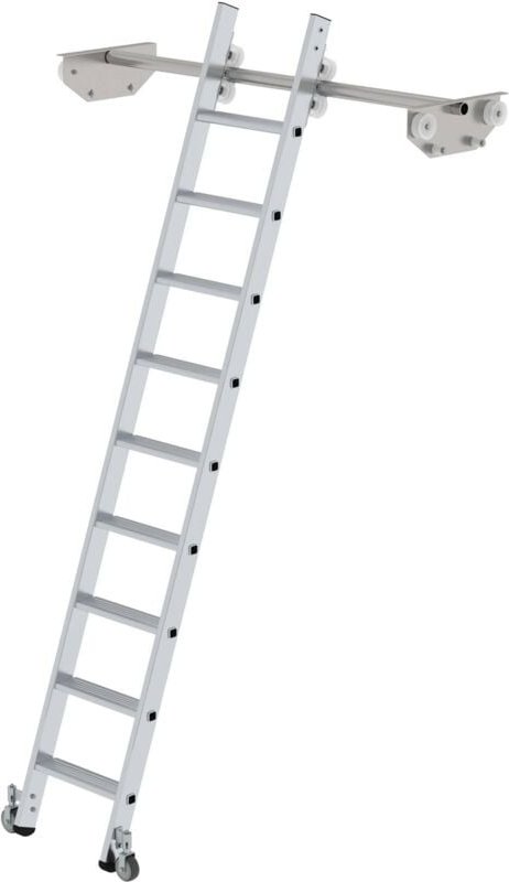 Günzburger Steigtechnik - Stufen-Regalleiter fahrbar für Doppelregal 9 Stufen - 044609