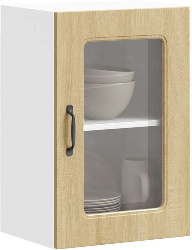 Küchen-Hängeschrank mit Glastür Kalmar Sonoma-Eiche Holzwerkstoff Vidaxl