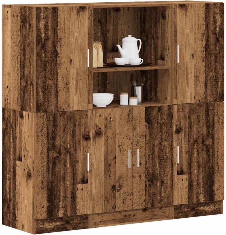 3-tlg. Küchenschrank-Set Altholz-Optik Holzwerkstoff - Vidaxl