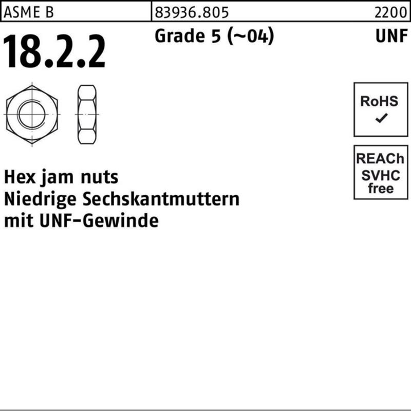 Thumbnail - Sechskantmutter R 83936 m.UNF-Gewinde niedrig 3/8 Grade 5 (04)