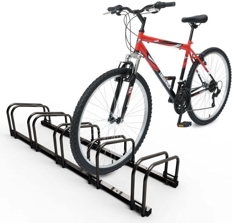 VOUNOT® Fahrradständer für 5 Fahrräder, Boden und Wandmontage, Aufstellständer Mehrfachständer, Schwarz