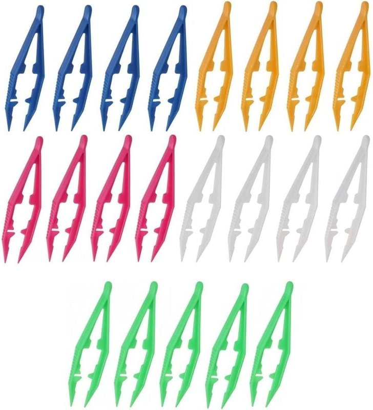 Bluedeer - 25 Stück Bügelperlen Pinzetten 11cm aus leichtem Kunststoff Grün Rot Blau Weiß Gelb Präzise Tweezers für diy,...