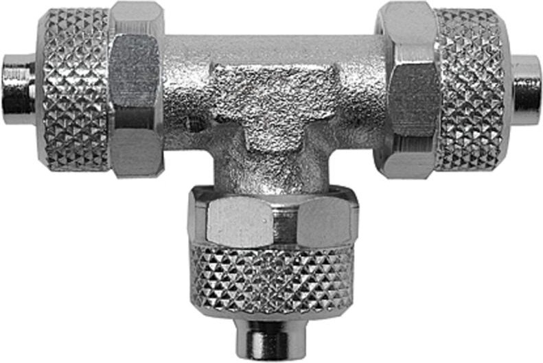 Riegler - T-Verbinder »value line«, für Schlauch 8/6, Messing vernickelt