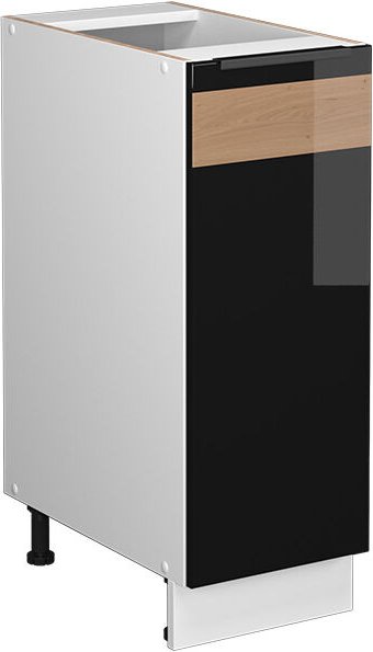 Midischrank Fame-Line, Schwarz-Eiche Hochglanz/Weiß, 30 x 81.6 cm ohne Arbeitsplatte Vicco