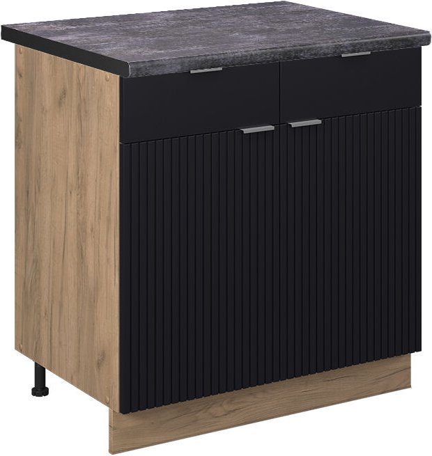 Vicco - Küchenunterschrank Fame-Line, Schwarz gestreift, 80 cm , ap Anthrazit