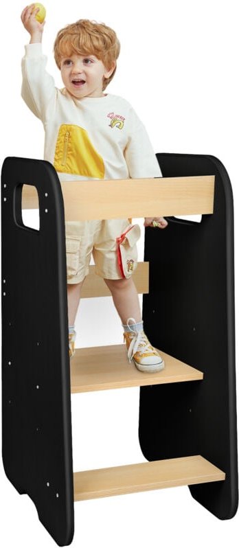 Haloyo - Lernturm für Kinder - Sicherheitsbügel - 80x50x40cm - Schwarz