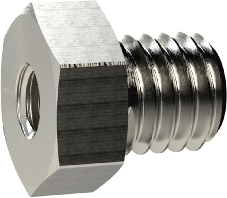 Reduziernippel kurz, M24x1,5 a., M16x1,5 i., sw 28, Messing vern. - Riegler