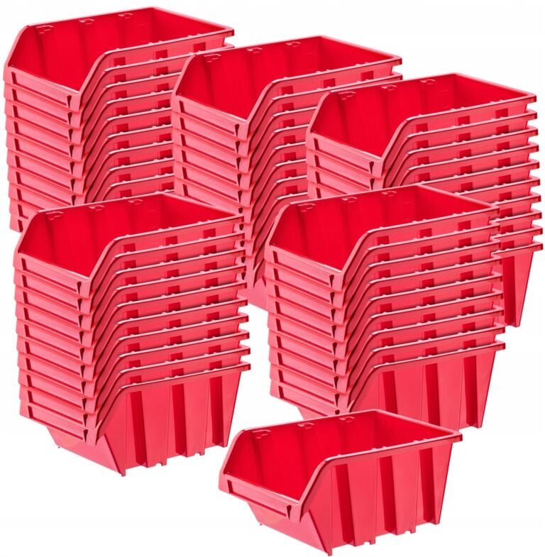 Kadax - Stapelbox aus pp Kunststoff, 390 x 240 mm, Rot, 50 Stück