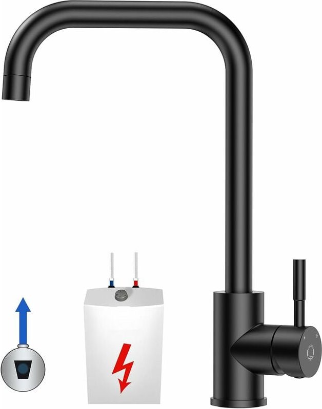 Niederdruck Armatur Küche Schwarz Cecipa Wasserhahn Küche Schwarz mit 3 x G3/8 Anschlussschläuchen, Küchenarmatur Nieder...