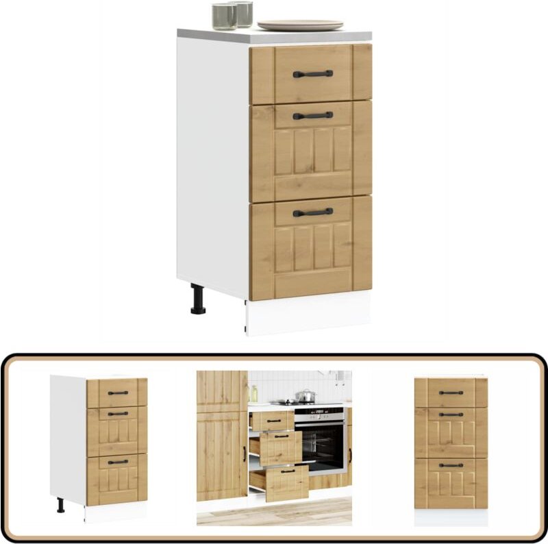 Küchen-Unterschrank Lucca Artisan-Eiche Holzwerkstoff - Vidaxl