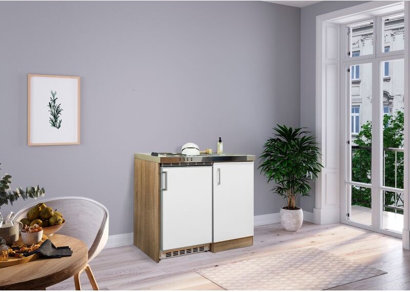 Thumbnail - Küche Miniküche Singleküche Küchenzeile Pantry Eiche Weiß Levin 100 cm Respekta