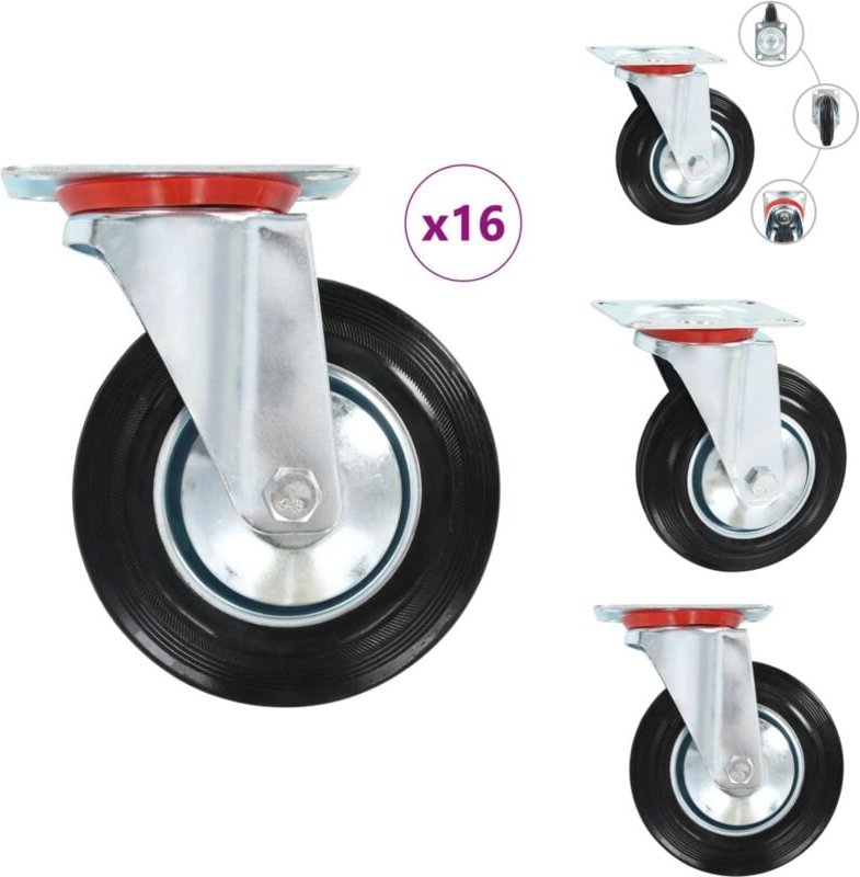 16 Stk. Lenkrollen 160 mm - Lenkrollen - Rollensatz - Industrierollen - Schwerlastrollen - Gummiräder