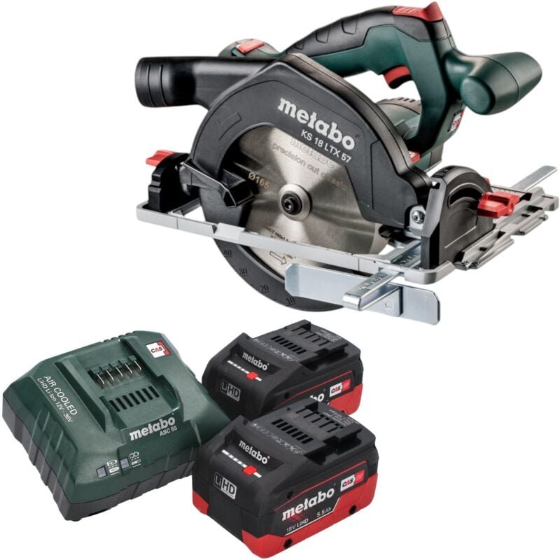 Metabo KS 18 LTX 57 Akku Handkreissäge 18 V 165 mm + 2x LiHD Akku 5,5 Ah + Ladegerät