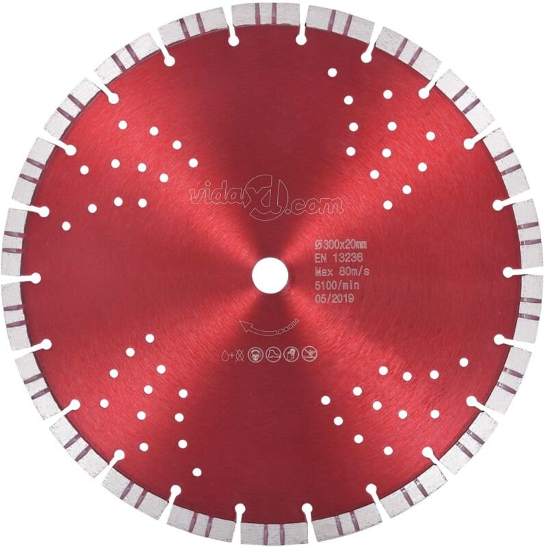 Diamant-Trennscheibe mit Turbo und Löchern Stahl 300 mm Vidaxl