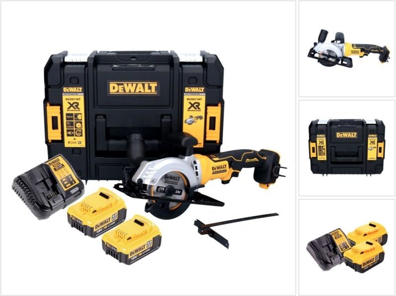 DeWalt DCS 571 M2 Akku Handkreissäge 18 V 115 mm Brushless + 2x Akku 4,0 Ah + Ladegerät + TSTAK