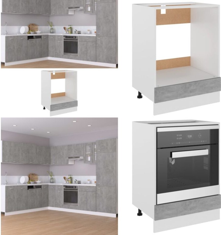 Herdumbauschrank Betongrau 60x46x81,5 cm Holzwerkstoff - Herdumbauschrank - Küchenmöbel - Holzschrank - Grau - Betongrau...