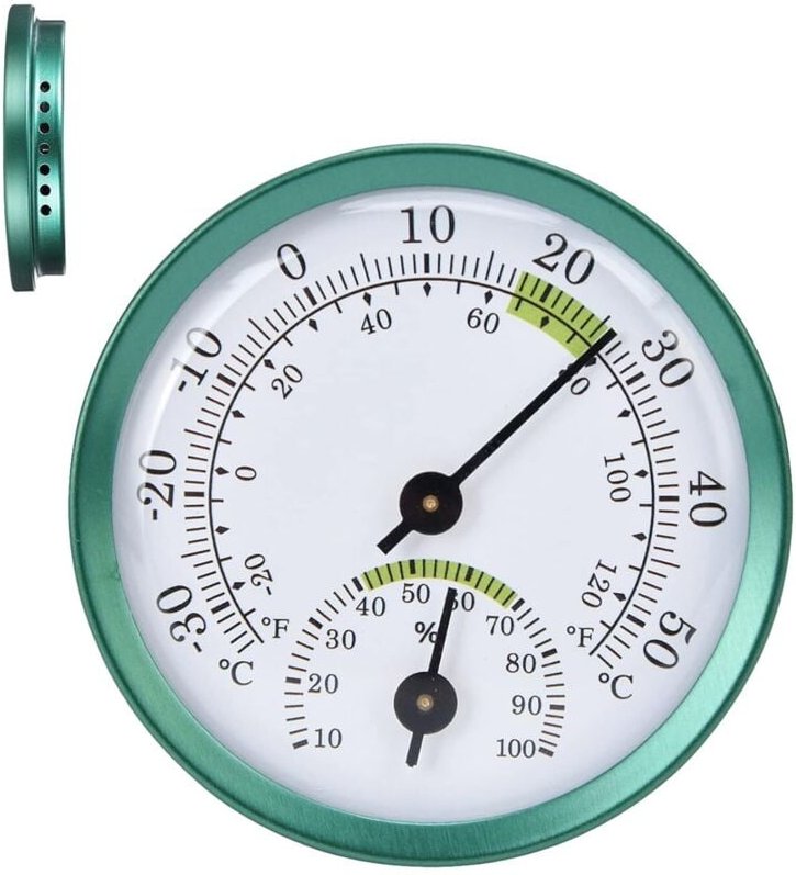 Mini-Innen-Elektronikthermometer und Hygrometer Hochpräzises Instrument Aluminiumlegierung Grün