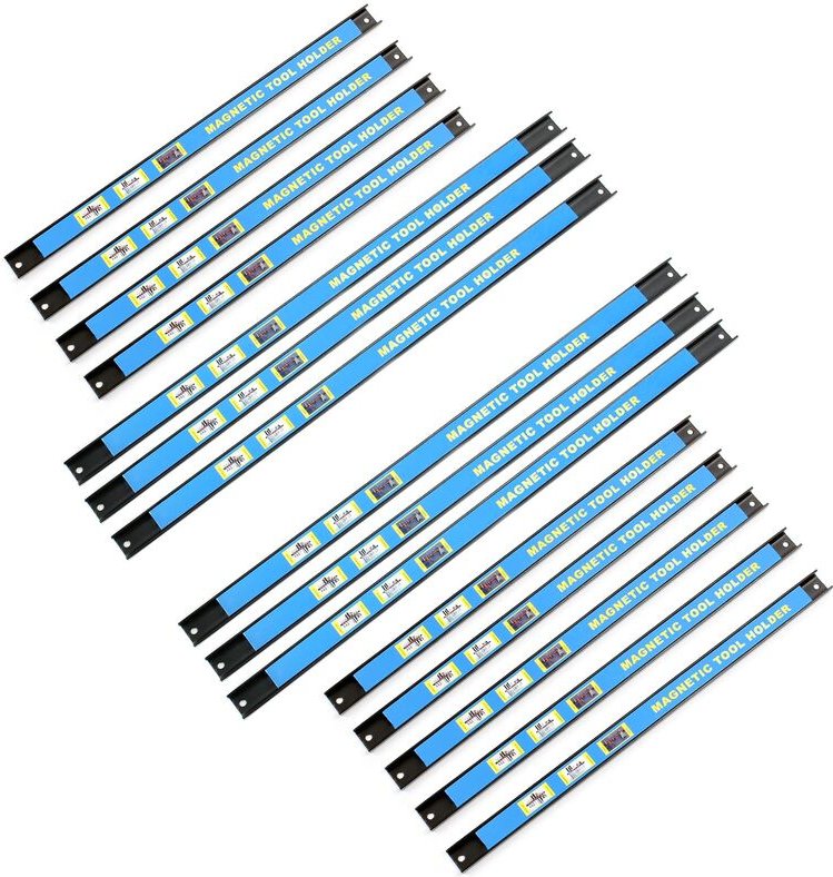 Wiltec Magnetleiste 15er Set 9x46cm und 6x61cm Werkzeughalter aus Stahl Schiene als Wandhalterung für Werkstatt zur Wand...