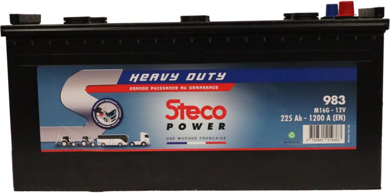 Batterie 12V 225Ah 1200A 518x273x240 mm heavy duty stecopower - 983