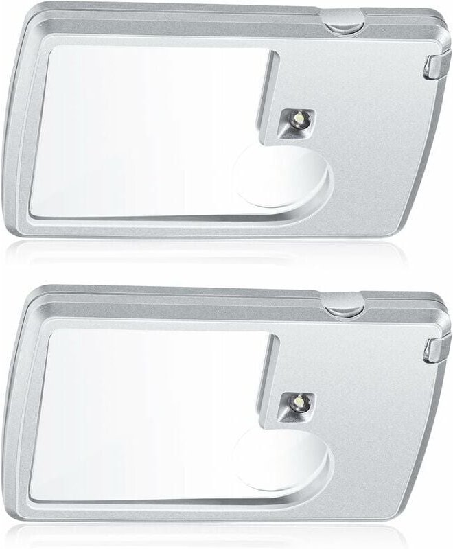 Handlupe mit Licht, 2 Stück, 3-fache und 6-fache Lupe, Kreditkartenlupen mit Licht, kleine Mini-Lupen zum Lesen, Schmuck...