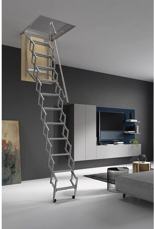 Einziehbare Sprossenleiter Für Dachboden 70x100 H300 Aus Stahl Scari Panto