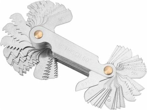 Alovez - Metrisches Gewindemessgerät, 52 Klingen, Stellschraube, Gewindesteigungs-Schneidmessgerät, metrisches Zoll-Syst...