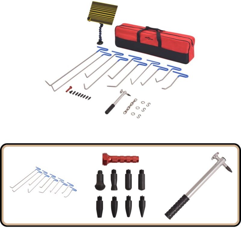 28-tlg. Ausbeulwerkzeug-Set Edelstahl - Autoreparatur - Lackschäden Reparieren - Delle Entfernen - Beule Beseitigen - Au...