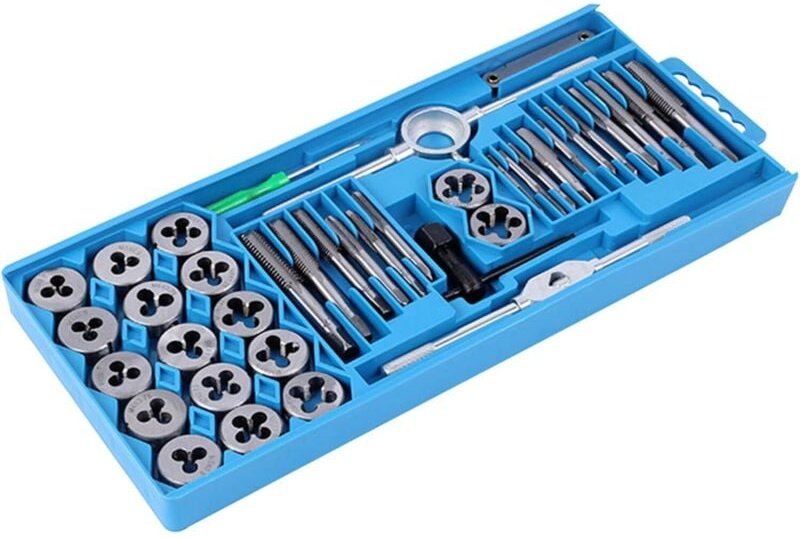Jalleria - Satz mit 40 Multifunktions-Gewindebohrern und Schneideisen für Feingewindebohrer in Stahl und schwachen Metal...