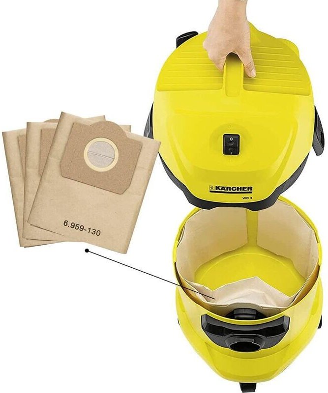 5er-Pack Staubsaugerbeutel für Karcher 6.959-130.0, Filterpapierbeutel für Karcher WD3200 WD3300 WD3500 Staubsauger Stau...
