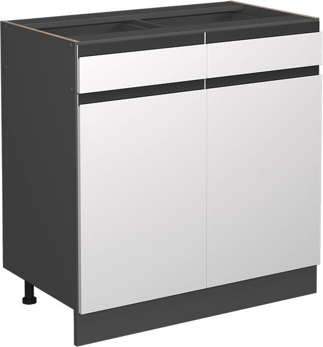 Vicco - Küchenunterschrank R-Line, Weiß, 80 cm J-Shape, ohne Arbeitsplatte