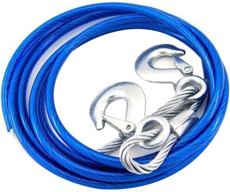 5 Tonnen Abschleppseile, strapazierfähig, 4 Meter, Abschleppkabel mit 2 Sicherheitshaken für Autos