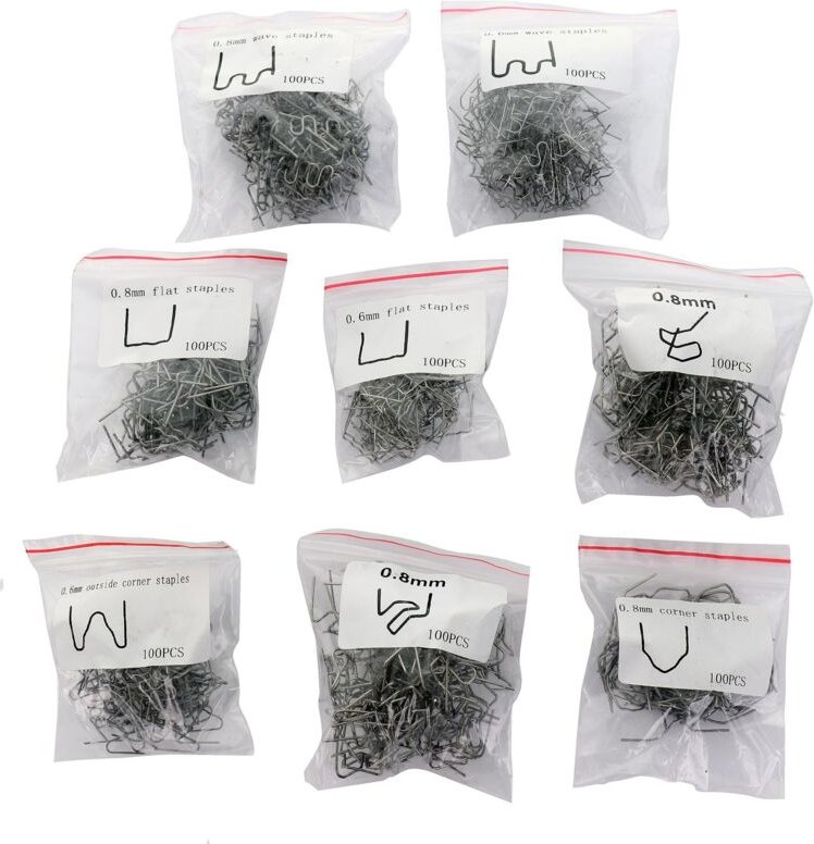 Klammersatz zum Schweißen von Kunststoff, 800 Stück, 8 Typen