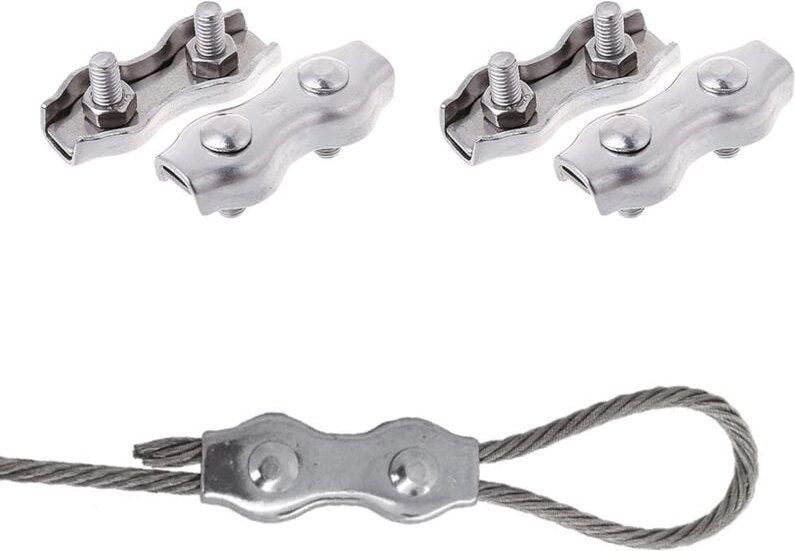 Jusch - Stahlkabelbinder, Seilbinder, Duplex-Clips, M4-Doppelkabelbinder, doppelte Edelstahl-Kabelbinder, M4-Edelstahl-K...