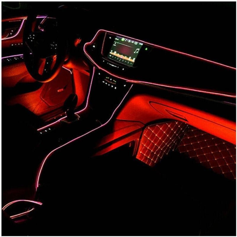 Trade Shop Traesio - Trade Shop - rote fluoreszierende led-streifen neon-umgebungslichter 12V 14W autobeleuchtung -