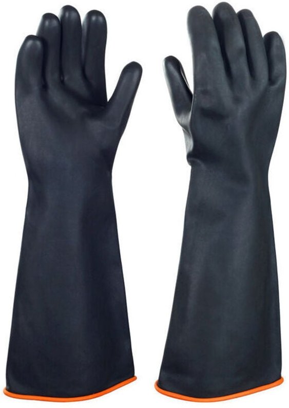 Chemikalienbeständige Latexhandschuhe, Lange Gummihandschuhe für die industrielle Sicherheit, Schwarze Hochleistungshand...