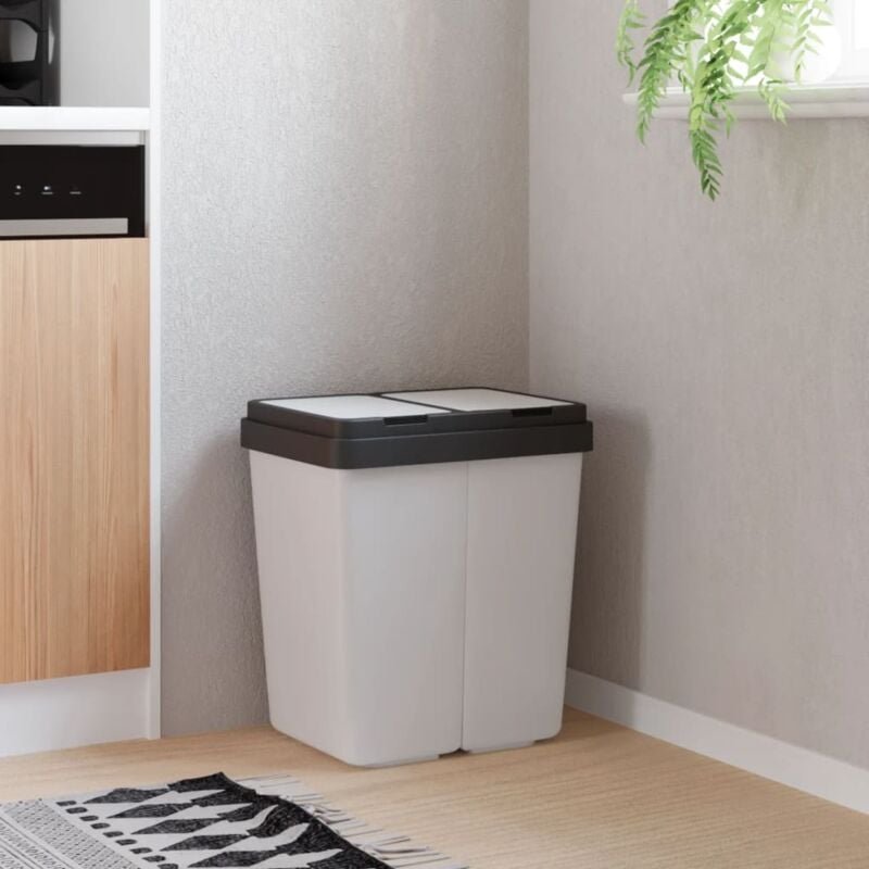 Duo Mülleimer Weiß 2x25 l Vidaxl